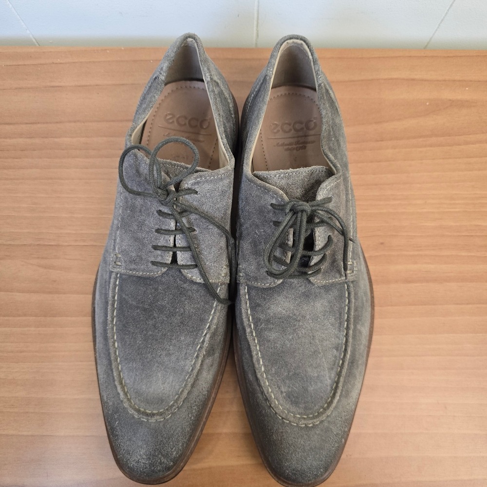 ECCO Gray Suede Apron Toe Derby Leather Lace Up Shoes Oxfords Mens Size 43 US 10 - Picture 11 of 11